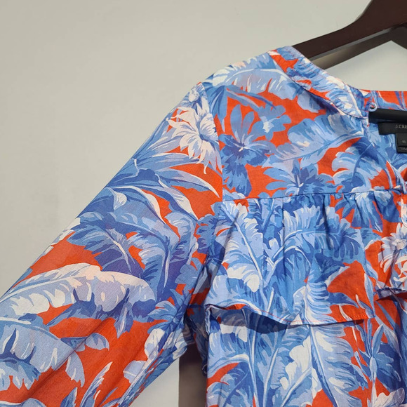 J Crew Long-Sleeve Floral Ruffle Ratti Rio Top - Picture 4 of 6